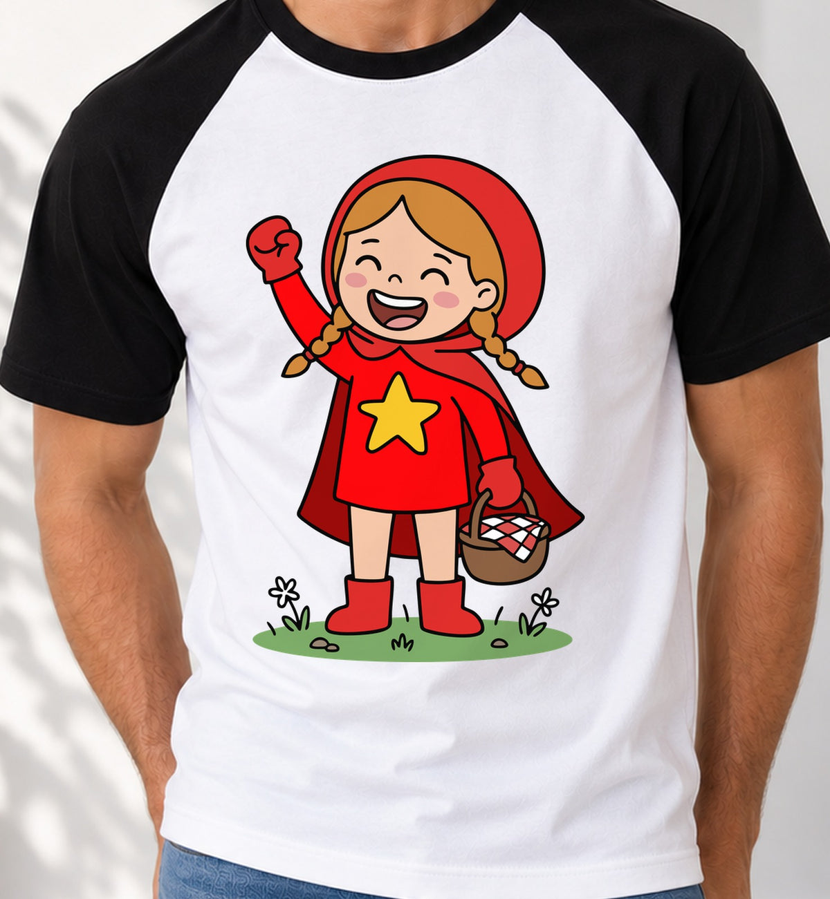 Camiseta baseball Caperucita Muy Roja (blanca)
