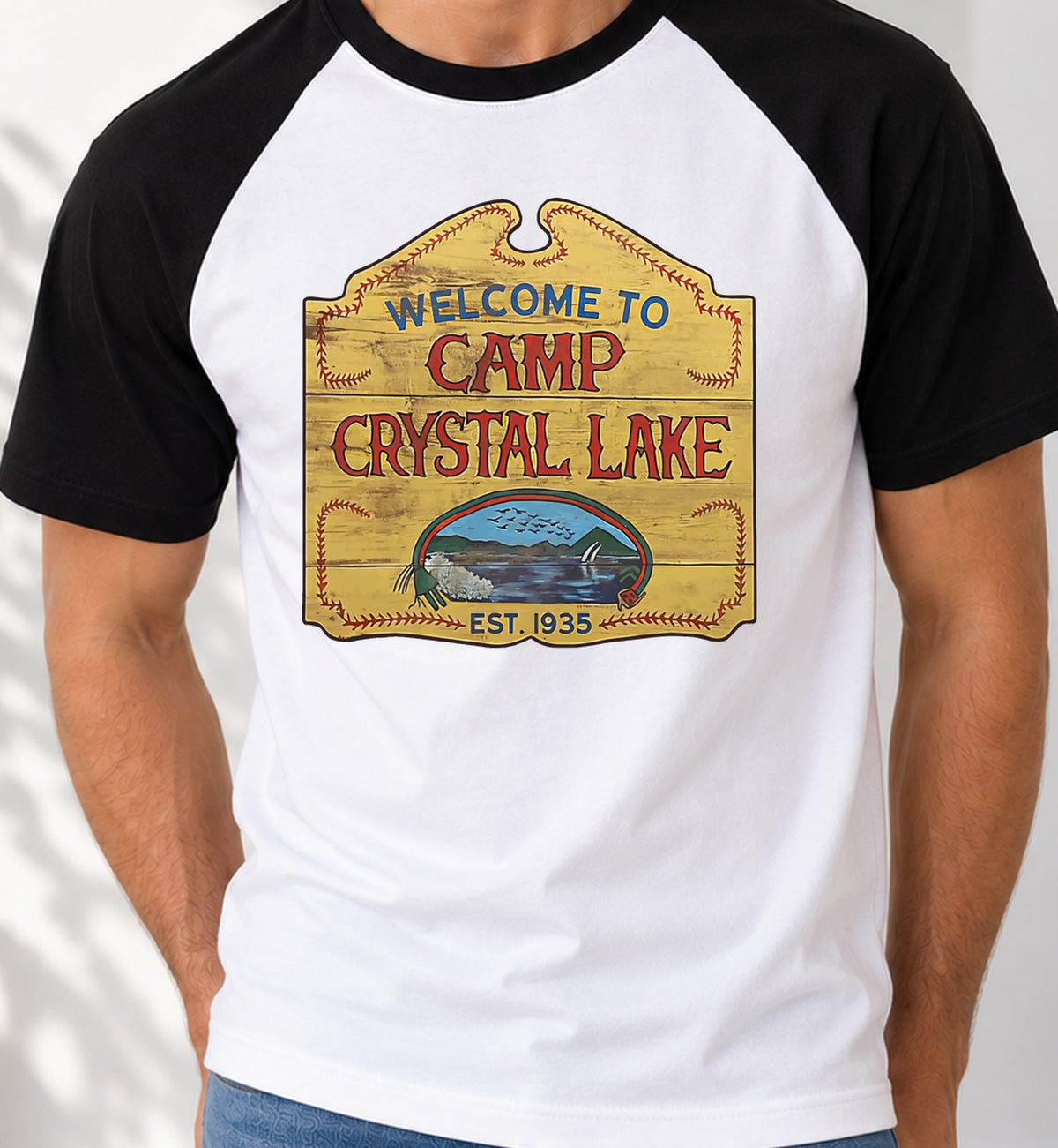 Camiseta baseball Camp Crystal Lake (blanca)