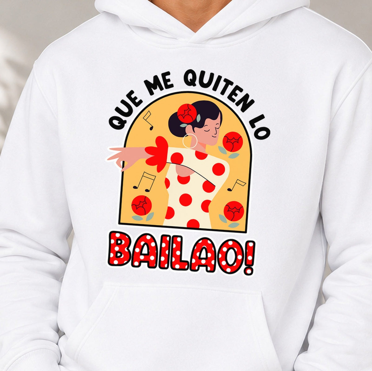 Sudadera Que Me Quiten Lo Bailao – Frase Flamenca (blanca)