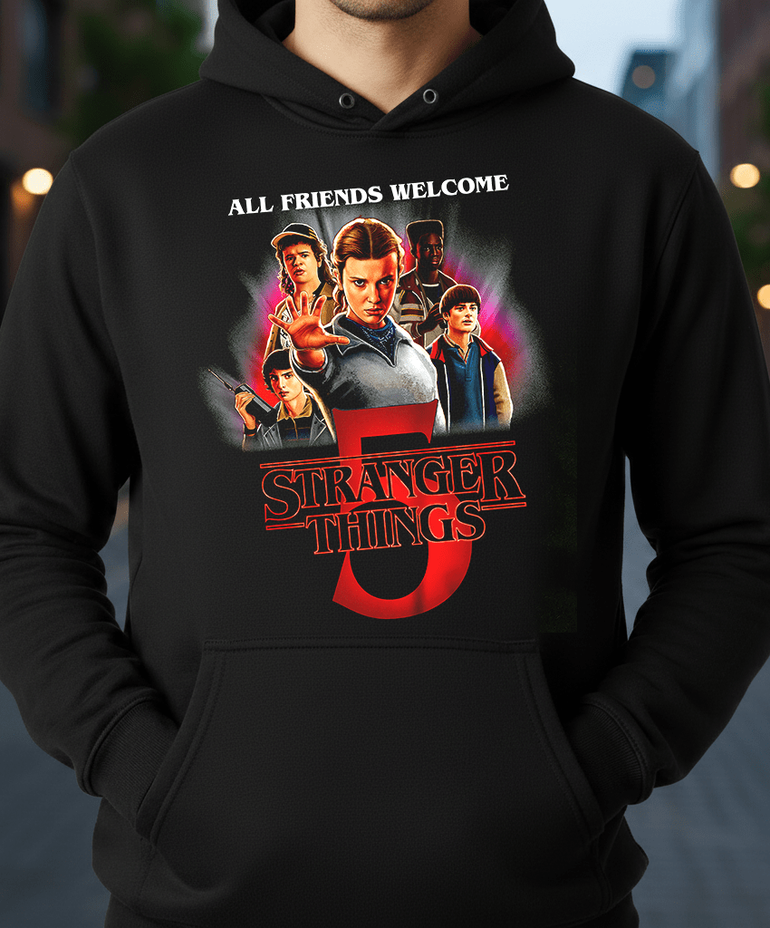 Sudadera Stranger Things 5 – All Friends Welcome - El Cajón Friki