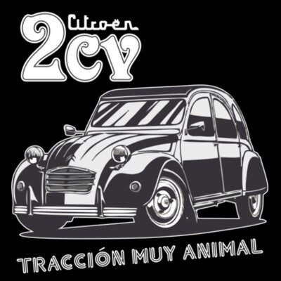 Camiseta 2CV Tracción Muy Animal - Paranoia Records Design
